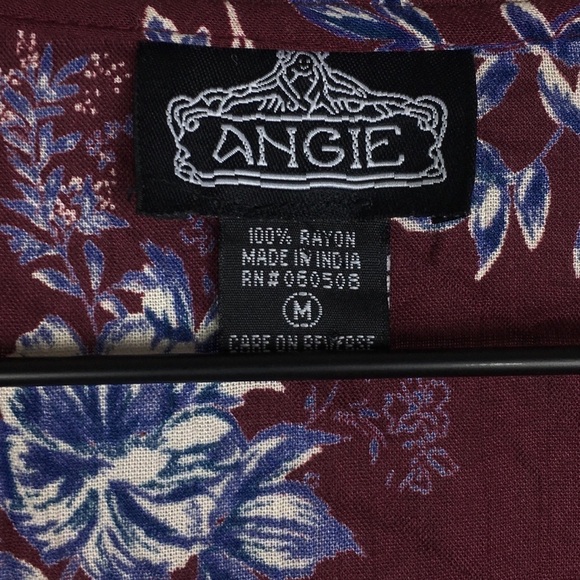 ANGIE Kimono Wrap Asymmetrical Floral Boho Oversized Burgundy Navy Size Medium - Picture 6 of 11